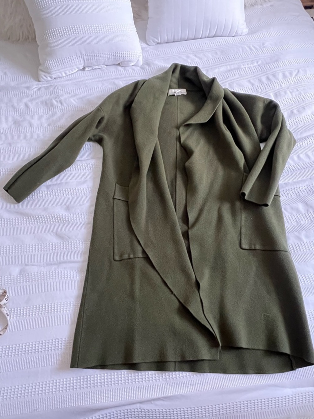 By Design Olive Green Open Front Knit Cardigan
